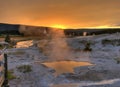 Blue Star Spring At Upper Geyser Basin Yellowstone National Park Shimmering At Sunset Royalty Free Stock Photo