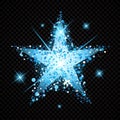 Blue Star stardust isolated on black background Royalty Free Stock Photo