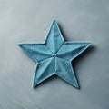 Delicate Fabric Patch Blue Star On Grey Background