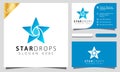 Blue Star Water Drops colorful Logo Design Vector Illustration Template. modern logo design business card Royalty Free Stock Photo