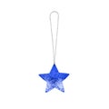 Blue star on white background isolated close up, ÃÂ¡hristmas tree decoration, colorful shiny star shaped bauble, new year decor Royalty Free Stock Photo