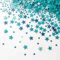 Blue Starburst Gradient Teal Stars Scattered on White Background, Composition, Image, Concept, Design Stars, Background Royalty Free Stock Photo