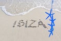 Ibiza written in sand Royalty Free Stock Photo