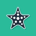 Blue Starfish icon isolated on green background. Vector Royalty Free Stock Photo