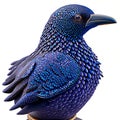 Blue starling isolated on a white background, close-up. Generative AI