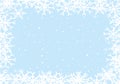 Blue starry background with snowflakes frame. Vector illustration backdrop. Royalty Free Stock Photo