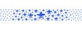 Blue stars border on white background isolated, frame made of shiny blue stars, starry seamless pattern, Christmas greeting card Royalty Free Stock Photo