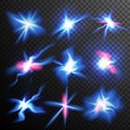 Blue Stars Bursts Glow Light Effect Vector. Magic Flash Energy Light Ray. Good For Banners, Brochure, Christmas Concept Royalty Free Stock Photo