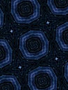 Blue stars abstract shapes pattern