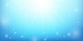 Panorama. The radiance of a bright star. Blue background with rays of light. Space. Holiday. Glory. Morning. Spring. Awakening. Royalty Free Stock Photo