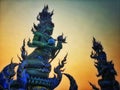 Blue Statue at Rong Sue Ten temple chaing rai in evening