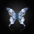 Blue steel abstract butterfly on black background Royalty Free Stock Photo