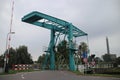 Blue steel drawbridge named Werkspoorhavenbrug at the Keulsekade in Utrecht, the Netherlands