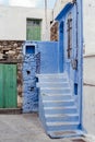 Blue Steps in courtyard in Crete, Greece Royalty Free Stock Photo