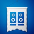 Blue Stereo speaker icon isolated on blue background. Sound system speakers. Music icon. Musical column speaker bass