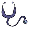 Blue stethoscope, doctor phonendoscope,, vector medical doodles, isolated object Royalty Free Stock Photo