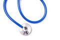 Blue stethoscope,object of doctor equipment,isolated on white background. Medical design concept,cut out,clipping path,top view, Royalty Free Stock Photo