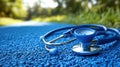 Blue Stethoscope on Blue Surface Royalty Free Stock Photo