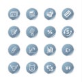 Blue sticker finance icons Royalty Free Stock Photo