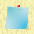 Blue Sticky note pad with red pin