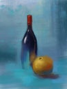 blue still life in oil