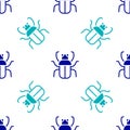 Blue Stink bug icon isolated seamless pattern on white background. Vector Royalty Free Stock Photo