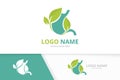 Blue stomach and leaves logo. Gastrointestinal tract logotype design.