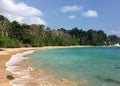 Blue sea water and stone in nature with blue sky Royalty Free Stock Photo