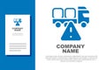 Blue Stop delivery cargo truck vehicle icon isolated on white background. Logo design template element. Vector Royalty Free Stock Photo