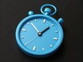 Blue Stopwatch Icon 3D Render Illustration on Dark Surface Royalty Free Stock Photo