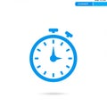 A blue stopwatch icon on a white background. The stopwatch has a round face with Royalty Free Stock Photo