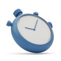 Blue Stopwatch with White Face and Blue Hands Tilted on a White Background timer time Royalty Free Stock Photo