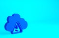 Blue Storm warning icon isolated on blue background. Exclamation mark in triangle symbol. Weather icon of storm Royalty Free Stock Photo