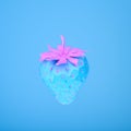 blue strawberry on a blue background,valentines day, 3d rendering. 3d illustration.