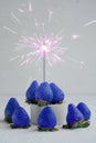 Blue strawberry with flares on a white background
