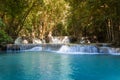 Blue stream water falls in deep forest national park