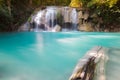 Blue stream water falls locate in deep forest jungle