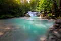 Blue stream waterfall in Kanjanaburi