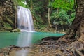 Blue stream waterfall in Kanjanaburi Thailand (Erawan waterfall national park) Royalty Free Stock Photo