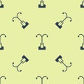 Blue Street light system icon isolated seamless pattern on yellow background. Vector Royalty Free Stock Photo