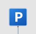 Blue street parking sign. Information about allowed paid and free stop Royalty Free Stock Photo