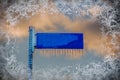 Blue Street Sign with Icicles - Blank and Copy Space
