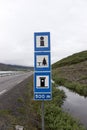 Street sign for info, rest area and toilet Royalty Free Stock Photo