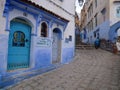 Blue streets of Morocco with plenty of square. Great doors and windows.