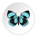 Blue striped butterfly icon, flat style Royalty Free Stock Photo