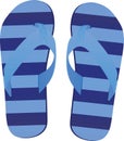 Blue striped flip flops