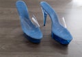 Blue stripper shoes high heels Royalty Free Stock Photo