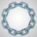 Blue strong steel chain circle in top view