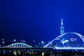 Blue style Night scenes of the Taipei city, Taiwan Royalty Free Stock Photo