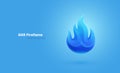 Blue stylised 3d Gas Fire Flame on light background vector illustration. Extraction of natural resources industry banner Royalty Free Stock Photo